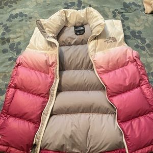 North Face pink and white vest